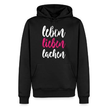 leben lieben lachen - Männer Premium Bio Hoodie - Schwarz - Vorne - Nico (187cm)