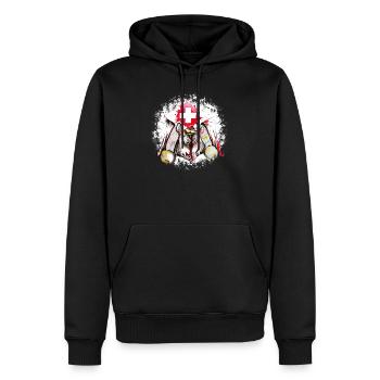 Vache d'hérens eringer suisse - Sweat à capuche Premium bio Homme - noir - Devant - Nico (187cm)