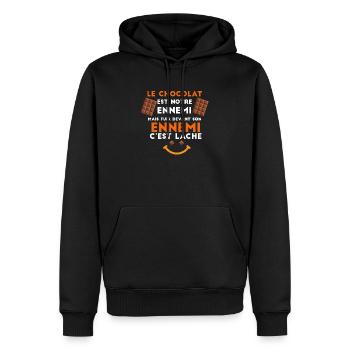 Le chocolat est notre ennemi ! Humour - CooL - Sweat à capuche Premium bio Homme - noir - Devant - Nico (187cm)