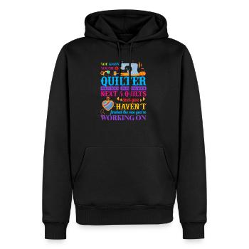 Quilter Sewing Machine - Sweat à capuche Premium bio Homme - noir - Devant - Nico (187cm)
