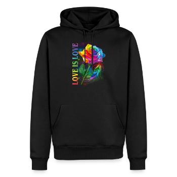 Love Is Love Rainbow Rose LGBT Awareness - Männer Premium Bio Hoodie - Schwarz - Vorne - Nico (187cm)