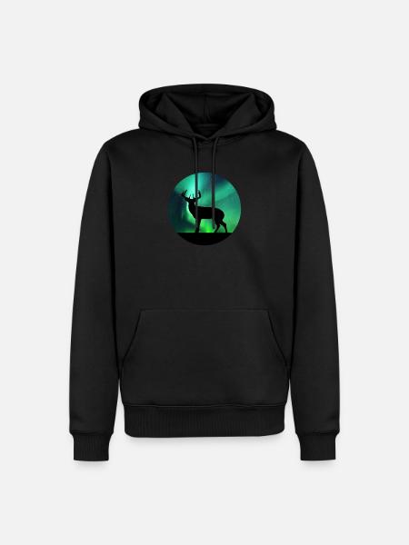 Northern Lights Deer - Men’s Premium Organic Hoodie - black
