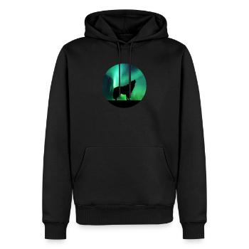 Northern Lights Arctic Wolf - Men’s Premium Organic Hoodie - black - Front - Nico (187cm)