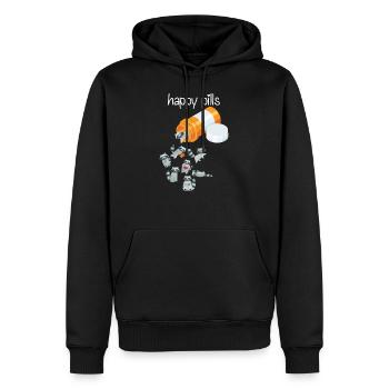 Happy Pills Raccoon - Sweat à capuche Premium bio Homme - noir - Devant - Nico (187cm)
