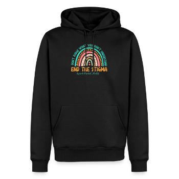 End The Stigma Mental Health Matters - Sweat à capuche Premium bio Homme - noir - Devant - Nico (187cm)