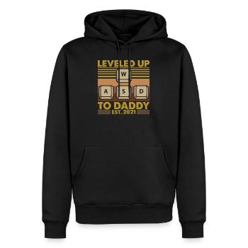 Leveled Up To Daddy EST 2021 - Männer Premium Bio Hoodie - Schwarz - Vorne - Nico (187cm)