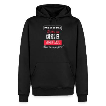 pas si simple CARROSSIER - Sweat à capuche Premium bio Homme - noir - Devant - Nico (187cm)