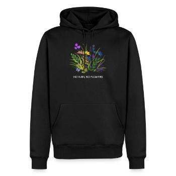 no rain, no flowers. - Men’s Premium Organic Hoodie - black - Front - Nico (187cm)