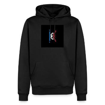 iel blue white red on black background - Men’s Premium Organic Hoodie - black - Front - Nico (187cm)