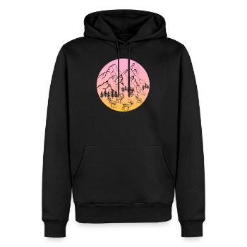 Berge mit Bäumen und Tieren - Männer Premium Bio Hoodie - Schwarz - Vorne - Nico (187cm)