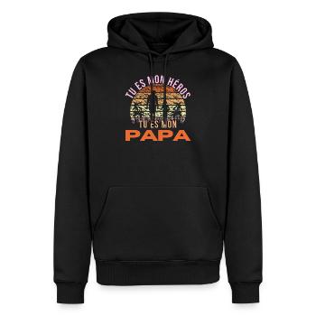 Tu es mon héros tu es mon papa fête des pères - Sweat à capuche Premium bio Homme - noir - Devant - Nico (187cm)