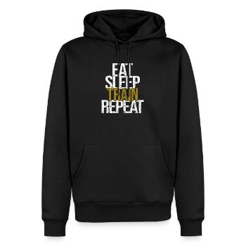 Manger la répétition du train de sommeil - Sweat à capuche Premium bio Homme - noir - Devant - Nico (187cm)