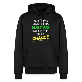 Nantes - Nantais - Ville - Foot - Cadeau - Chance - Sweat à capuche Premium bio Homme - noir - Devant - Nico (187cm)