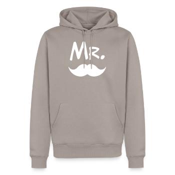 Mr mariée mari mariage marié cadeau de mariage - Sweat à capuche Premium bio Homme - taupe - Devant - Nico (187cm)