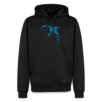 Orque bleu de l’océan - Sweat à capuche Premium bio Homme - noir - Devant - Nico (187cm)