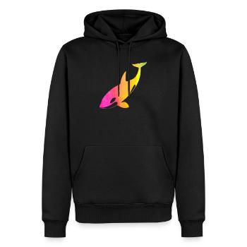 Regenbogen Orca - Männer Premium Bio Hoodie - Schwarz - Vorne - Nico (187cm)