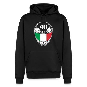 Motorrad Motorsport Startnummer 46 Italien Flagge - Männer Premium Bio Hoodie - Schwarz - Vorne - Nico (187cm)