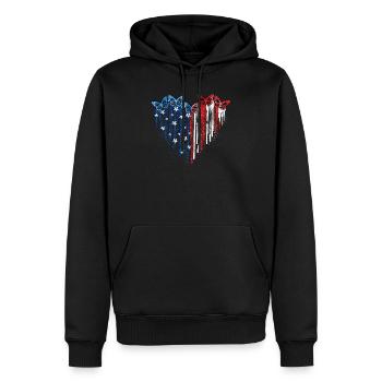 Butterfly Heart USA Flag - Sweat à capuche Premium bio Homme - noir - Devant - Nico (187cm)