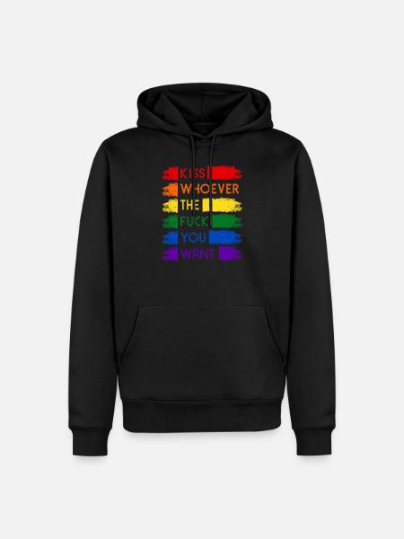 Kiss Whoever Rainbow LGBT - Männer Premium Bio Hoodie - Schwarz