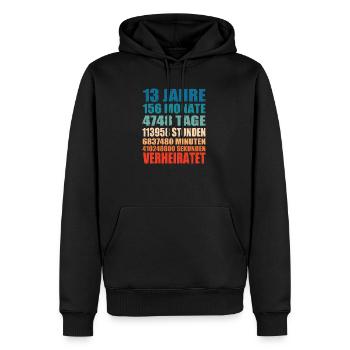 13 Jahre Verheiratet Hochzeit Spruch Geschenk - Männer Premium Bio Hoodie - Schwarz - Vorne - Nico (187cm)