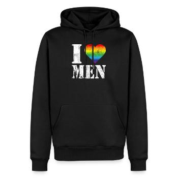 I love Men LGBTQ Pride Month Gay Lesbian - Männer Premium Bio Hoodie - Schwarz - Vorne - Nico (187cm)