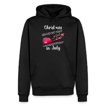 Weihnachten im Juli Flamingos mit Camper Rentier - Männer Premium Bio Hoodie - Schwarz - Vorne - Nico (187cm)