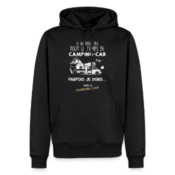 7 - camping-car humour sommeil.png - Sweat à capuche Premium bio Homme - noir - Devant - Nico (187cm)