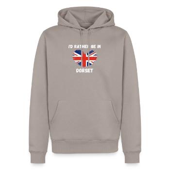 Ich wäre lieber in Dorset - Union Jack Heart - Männer Premium Bio Hoodie - Taupe - Vorne - Nico (187cm)