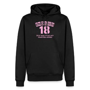 18. Geburtstag Geschenk lustig cooler Spruch 18 - Männer Premium Bio Hoodie - Schwarz - Vorne - Nico (187cm)