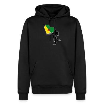 Silhouette Frau Herz Farbe Flagge von Guyana - Männer Premium Bio Hoodie - Schwarz - Vorne - Nico (187cm)