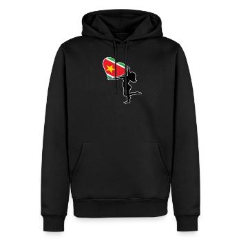 Silhouette femme cœur couleur drapeau Guadeloupe - Sweat à capuche Premium bio Homme - noir - Devant - Nico (187cm)