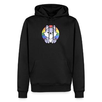 Süßer Wolf Hund Gay Queer Flagge Fahne LGBTQ Mond - Männer Premium Bio Hoodie - Schwarz - Vorne - Nico (187cm)