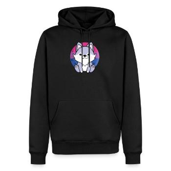 Süßer Wolf Hund Bisexuell Bi Flagge Fahne LGBTQ - Männer Premium Bio Hoodie - Schwarz - Vorne - Nico (187cm)
