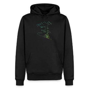 Rennrad mit Berg, Alpenpass, Serpentinen - Männer Premium Bio Hoodie - Schwarz - Vorne - Nico (187cm)