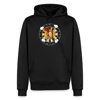 Dartboard Comic Boom - Sweat à capuche Premium bio Homme - noir - Devant - Nico (187cm)