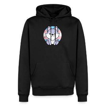 Süßer Wolf Hund Trans Flagge Fahne LGBTQ Mond - Männer Premium Bio Hoodie - Schwarz - Vorne - Nico (187cm)