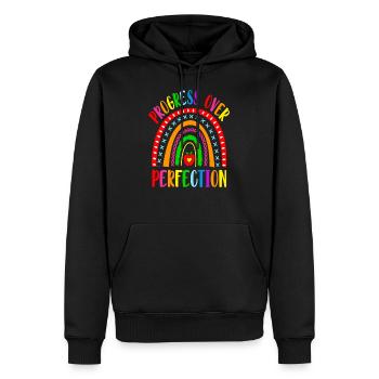 Rainbow Progress Over Perfection Motival - Sweat à capuche Premium bio Homme - noir - Devant - Nico (187cm)