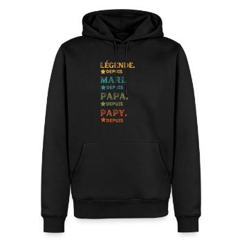 Légende Mari Papa Papy Depuis Année personnalisée - Sweat à capuche Premium bio Homme - noir - Devant - Nico (187cm)