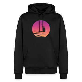 Angler Fischer See Symbol Mond Meer Illustration - Männer Premium Bio Hoodie - Schwarz - Vorne - Nico (187cm)