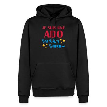 Teenager / Jugendliche / Jugendlicher / Kind - Männer Premium Bio Hoodie - Schwarz - Vorne - Nico (187cm)