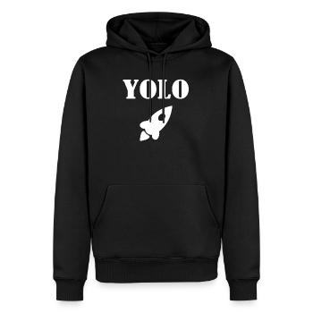 Yolo - Männer Premium Bio Hoodie - Schwarz - Vorne - Nico (187cm)