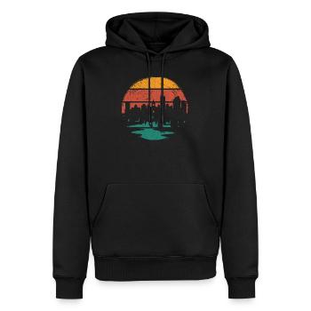 Sunset Skyline Silhouette - Men’s Premium Organic Hoodie - black - Front - Nico (187cm)