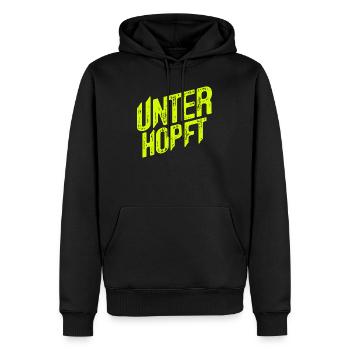 Unterhopft - Bier - Saufen - Lustig - Alkohol - Männer Premium Bio Hoodie - Schwarz - Vorne - Nico (187cm)