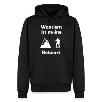 Wandern ist meine Reiseart, Geschenkidee Wanderer - Männer Premium Bio Hoodie - Schwarz - Vorne - Nico (187cm)