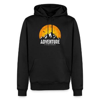 Adventure Mountain Sunrise - Männer Premium Bio Hoodie - Schwarz - Vorne - Nico (187cm)