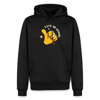 Das Leben ist schön - Männer Premium Bio Hoodie - Schwarz - Vorne - Nico (187cm)
