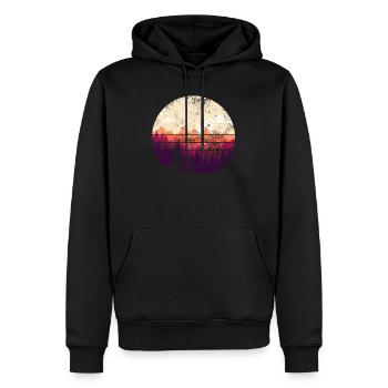 Sunset Ridge Bike Silhouette - Männer Premium Bio Hoodie - Schwarz - Vorne - Nico (187cm)