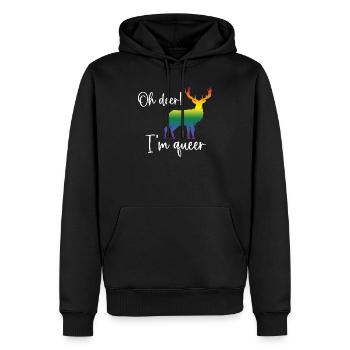 Mois de la fierté LGBTQ - Oh cerf je suis queer! - Sweat à capuche Premium bio Homme - noir - Devant - Nico (187cm)
