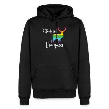 Mois de la fierté LGBTQ - Oh cerf je suis queer! - Sweat à capuche Premium bio Homme - noir - Devant - Nico (187cm)