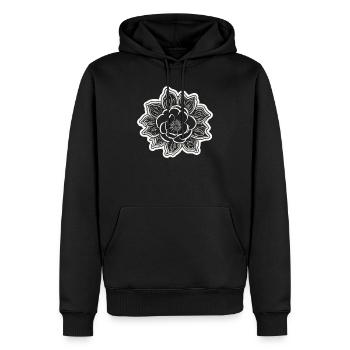 Die Schönheit und der Charme einer einfarbigen Blume - Männer Premium Bio Hoodie - Schwarz - Vorne - Nico (187cm)